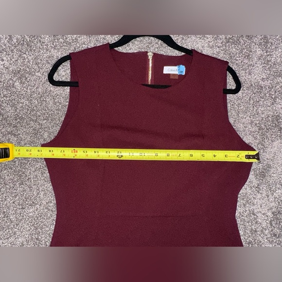 Calvin Klein Sleeveless Scuba Crepe Sheath Dress, Deep Burgundy, Size 12 - Picture 10 of 12